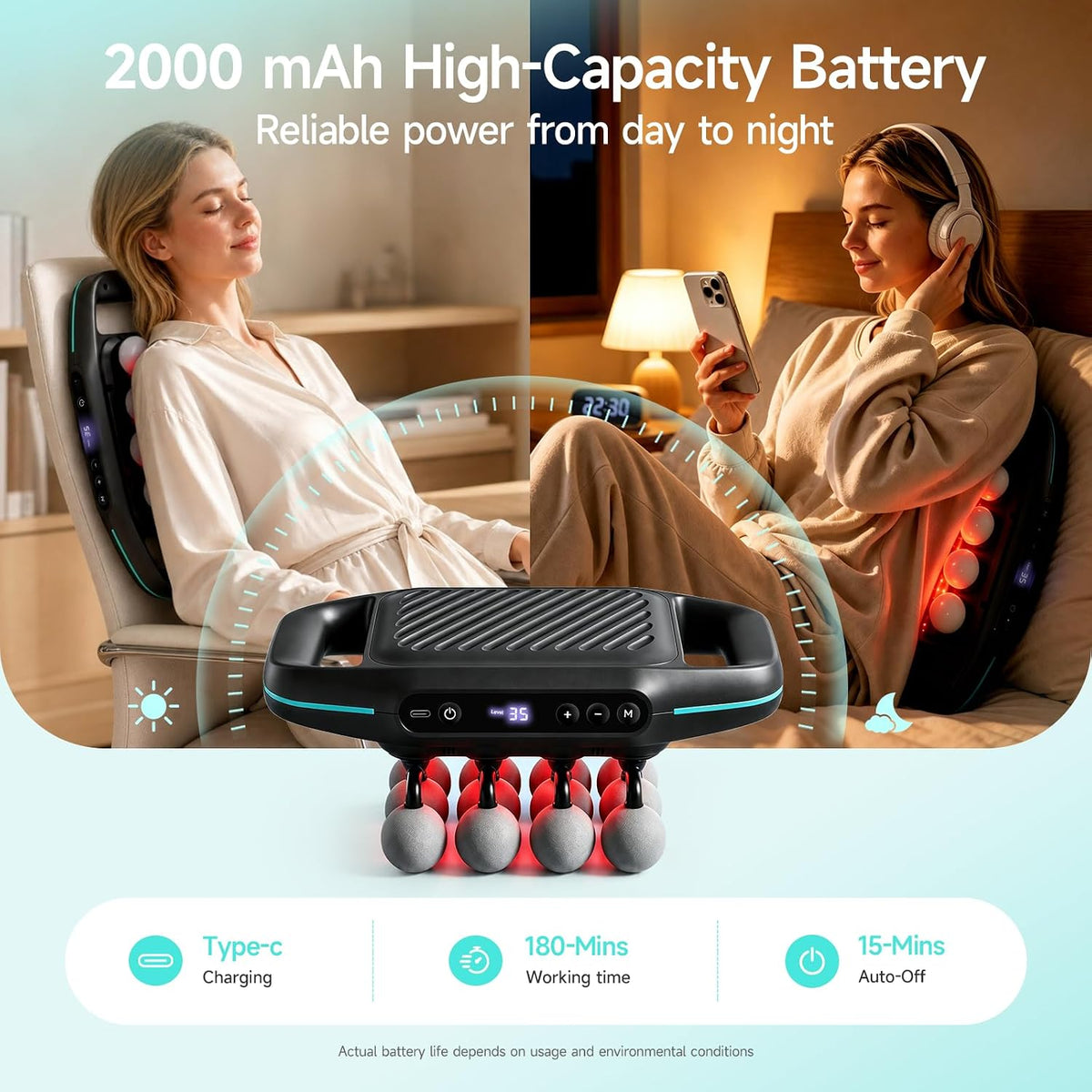 16 Head Massage Gun with 5mm Amplitude, 35 Levels, 4 Modes, Black