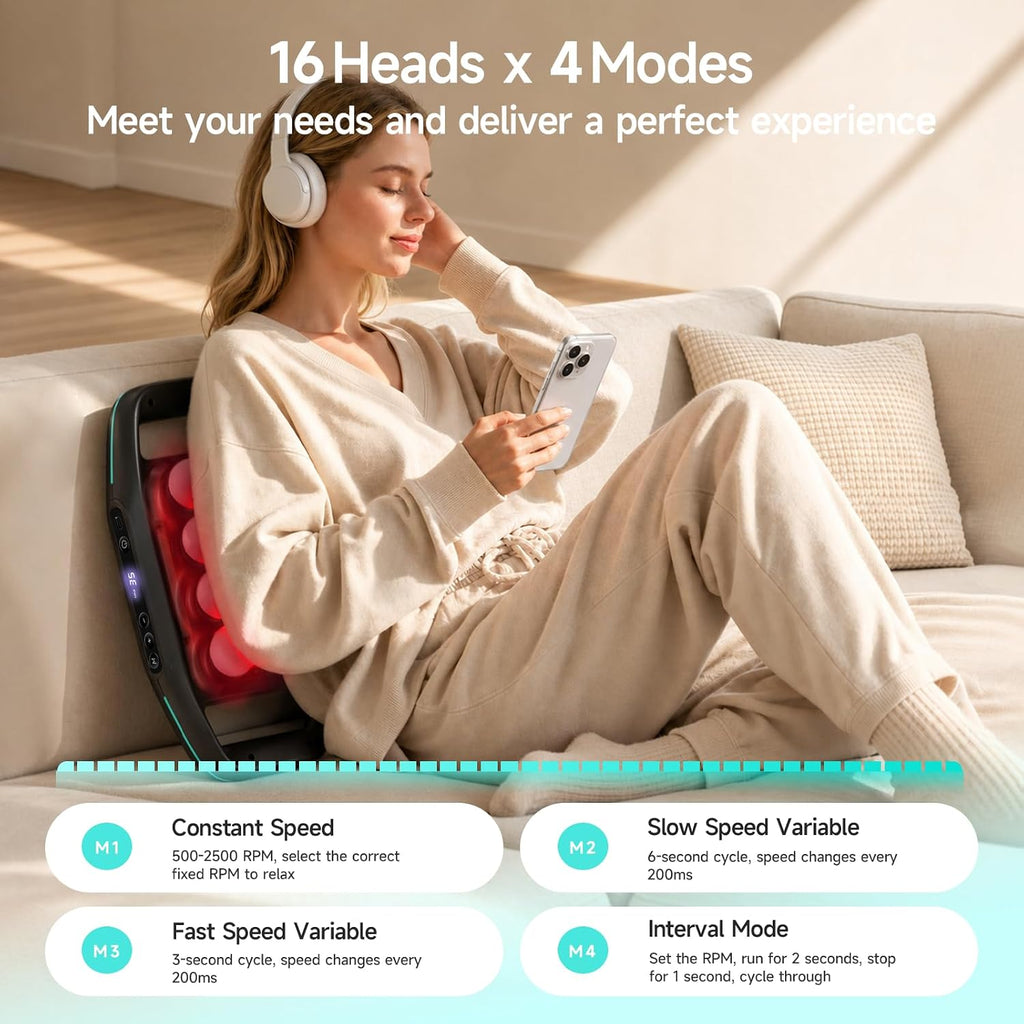 16 Head Massage Gun with 5mm Amplitude, 35 Levels, 4 Modes, Black