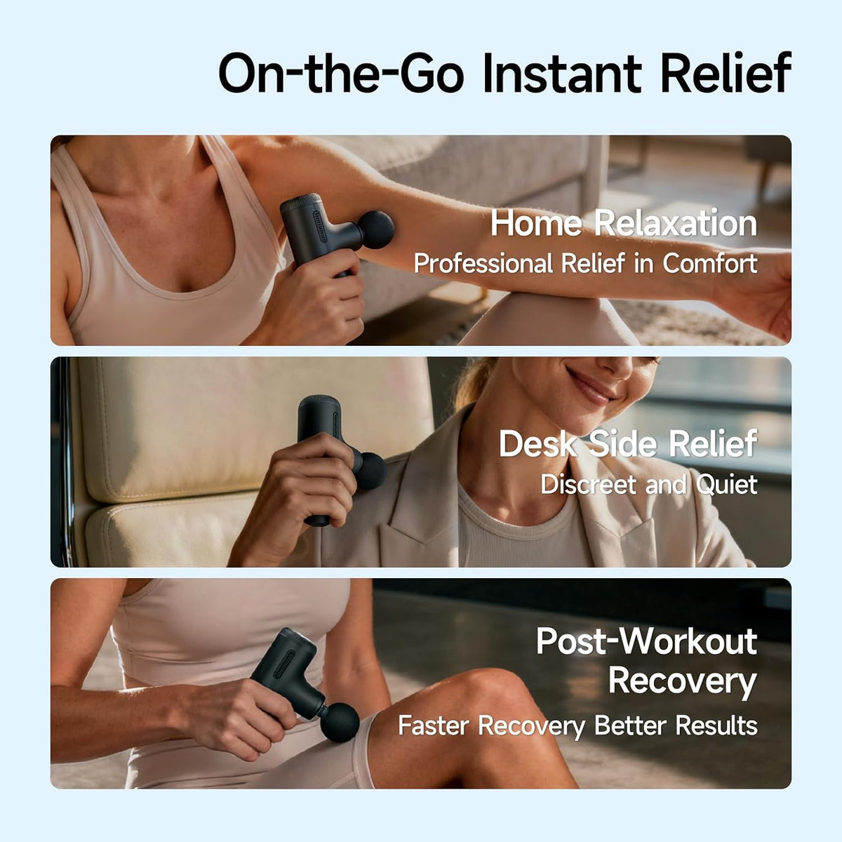Mini Massage Gun Deep Tissue Muscle Massager Adjustable Depth, Black