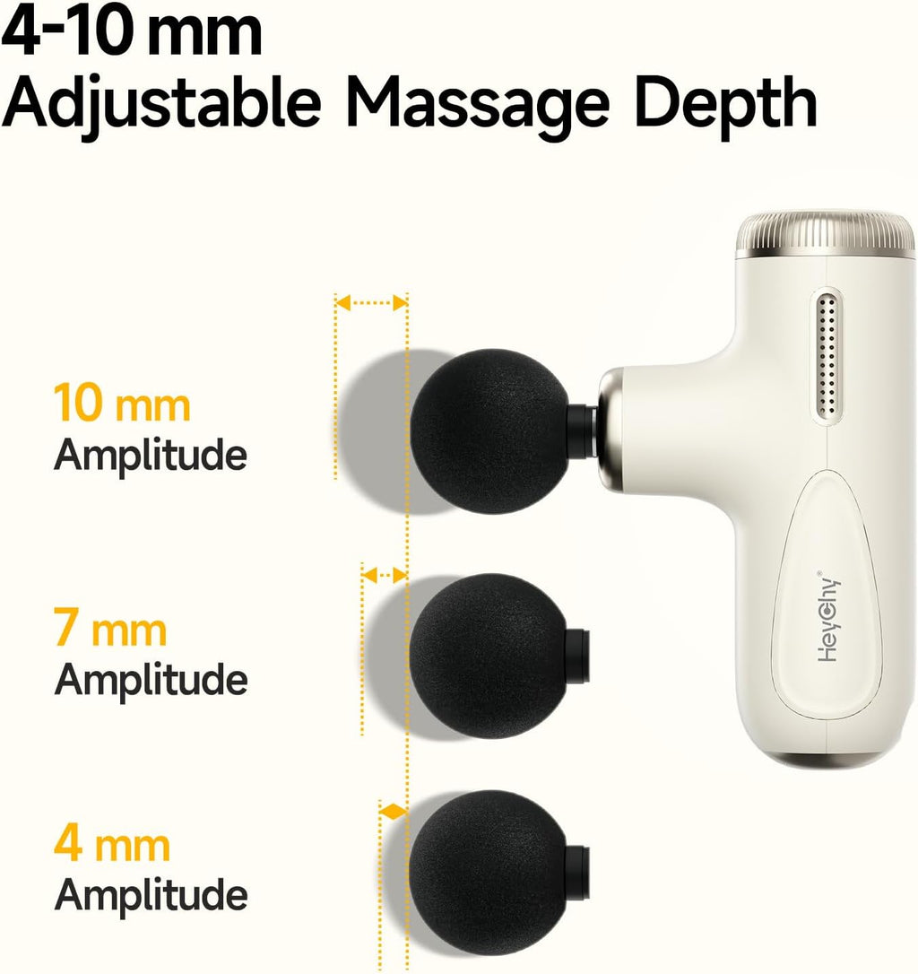 Mini Massage Gun Deep Tissue Muscle Massager Adjustable Depth, White