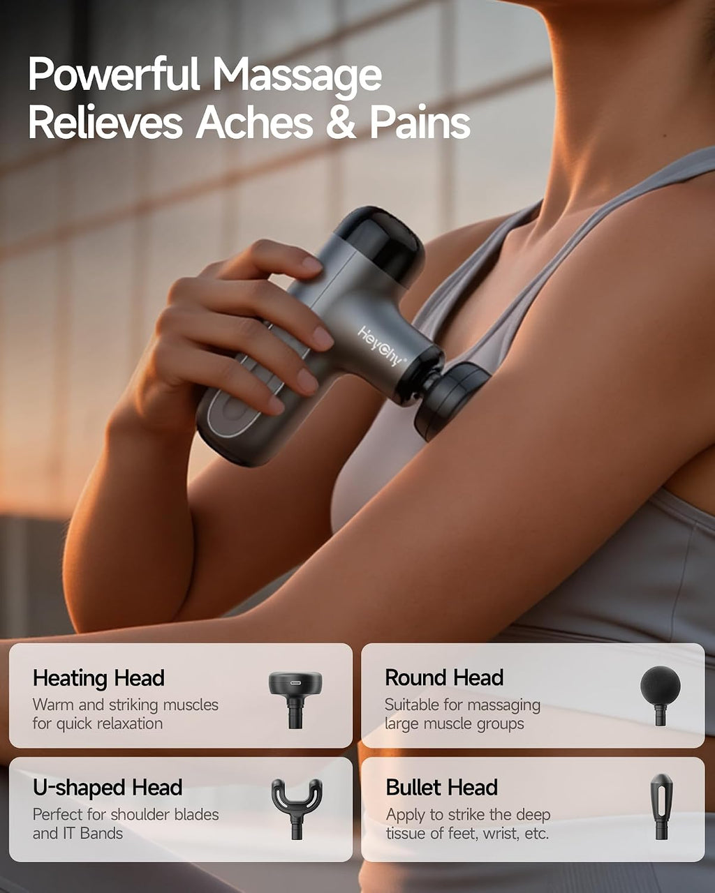 Mini Massage Gun, Deep Tissue Handheld Massager with Heat & Cold